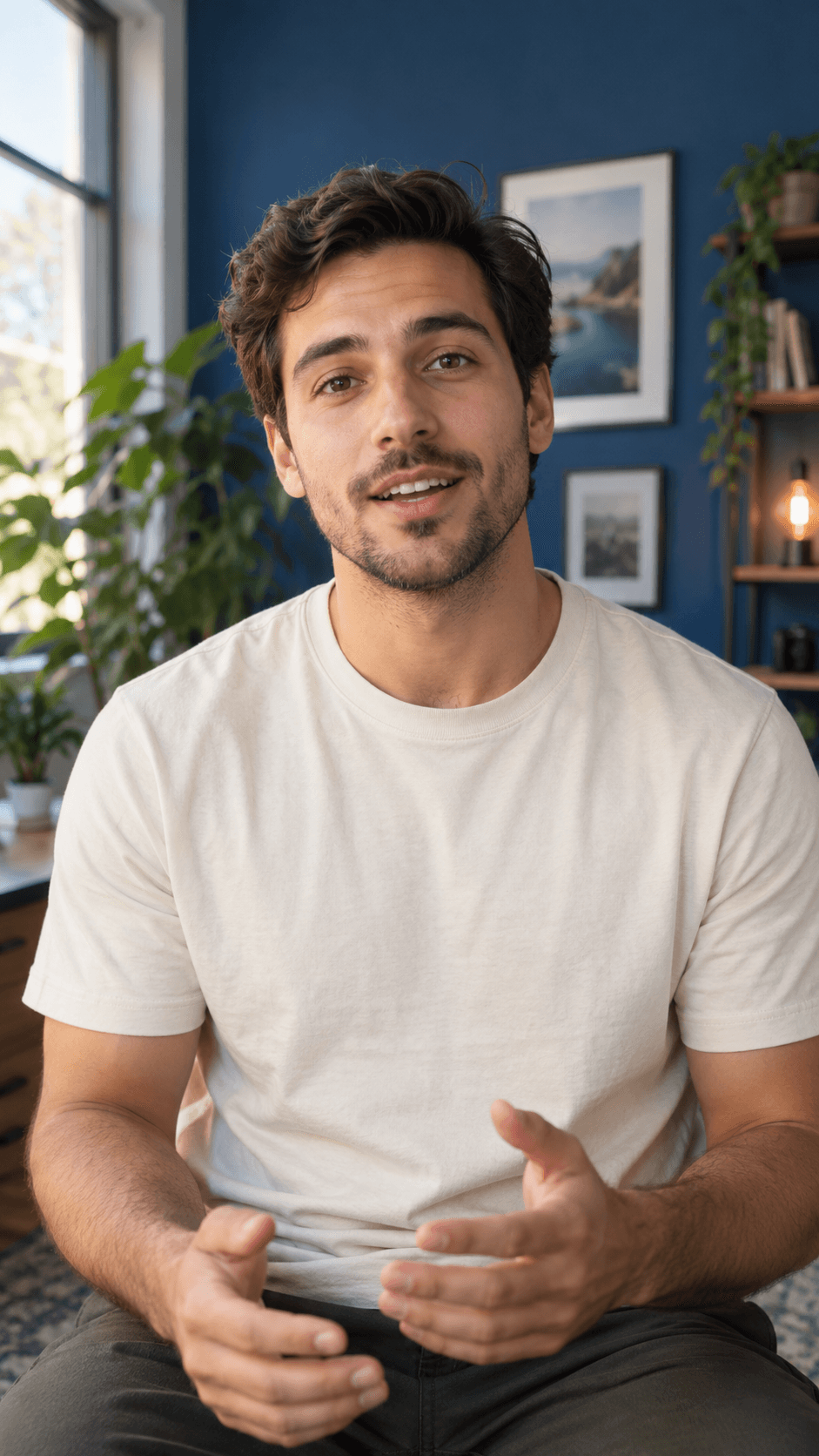 Creator speaking to camera in a portrait video
